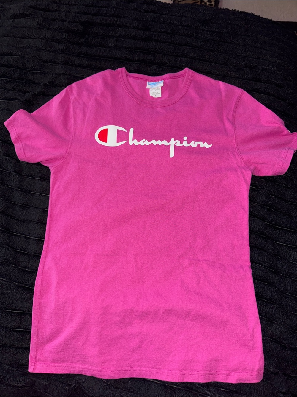 Champion mens Pink Short Sleeve Logo Tee